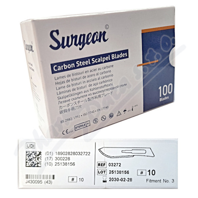 Čepelky skalp.SURGEON č.10 sterilní 100ks