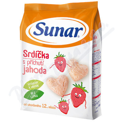 Sunar dětský snack srdíčka jahodová 50g