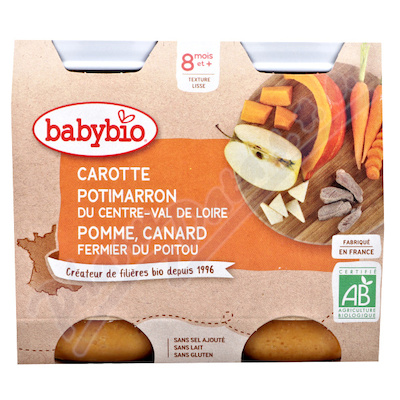 BABYBIO mrkev-dýně-jablko-kachní maso 8m+ 2x200g