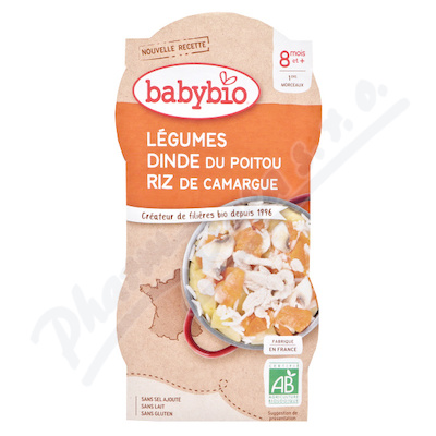 BABYBIO zelenina-krůtí maso-rýže 8m+ 2x200g