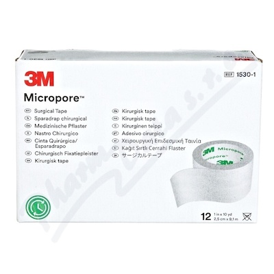 3M Micropore papír.náplast bílá 2.5cmx9.1m 12ks