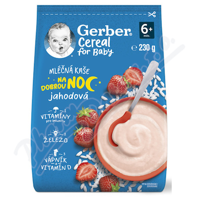 Gerber Cereal Ml.kaše na dobrou noc jahod.230g 6M+