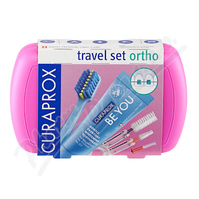 CURAPROX Travel set ORTHO cestovní sada růžová
