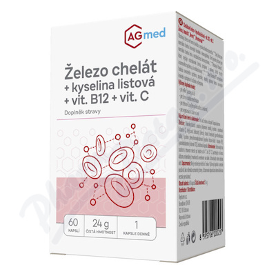 AGmed Železo chelát+kys.list.+vit.B12+vit.C cps.60