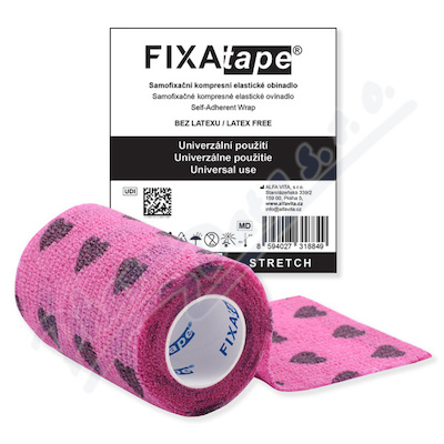 FIXAtape STRETCH samofix.obi.7.5x450cm růžo.srdce