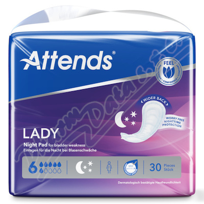 Vložky absorpční Attends Lady Night Pad 6 30ks