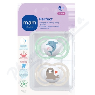MAM Dudlík Perfect box 6+m mátový/šedý 2ks