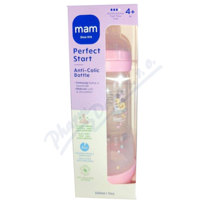 MAM Lahev PerfectStart Anti-Colic 4+m růžová 320ml
