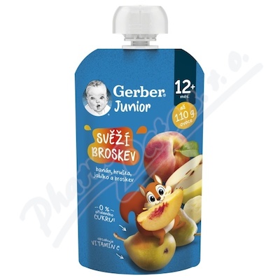 Gerber Junior Svěží broskev kapsička 110g 12m+