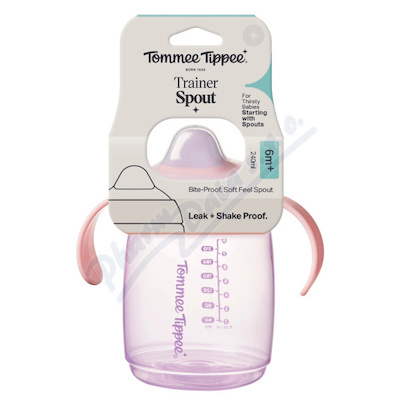 Tommee Tippee hrneček se savičkou 240ml 6m+ růžový