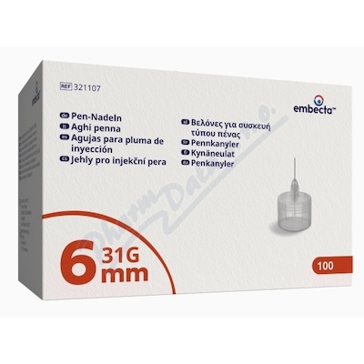 Embecta Jehly pro injekční pera 6mm 31G 100ks
