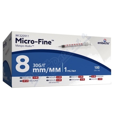 Embecta Micro-Fine U-40 inzul.střík.8mm 1ml 100ks