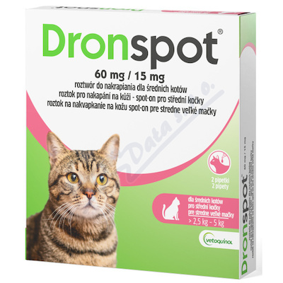 Dronspot 60mg/15mg spot-on střední kočky 2x0.7ml
