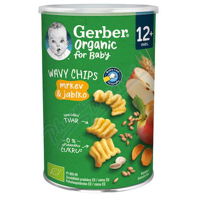 Gerber Wavy chips Mrkev&jablko BIO 35g 12m+
