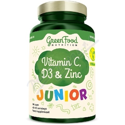 GreenFood Junior Vitamin C  D3 a Zinc cps.90
