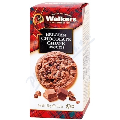 Walkers čokolád.sušenky s kousky belgické čok.150g