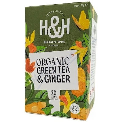 H&H Zelený čaj se zázvorem BIO 20x1.5g