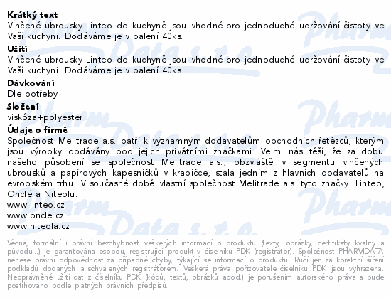 Linteo Vlhčené ubrousky do kuchyně 40ks