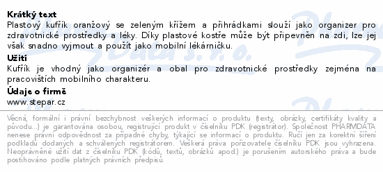 Lékárnička kufřík odnimat.prázdný 330x245x125mm