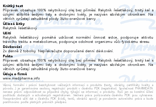 MedPharma Rakytníkový olej 60mg tob.67