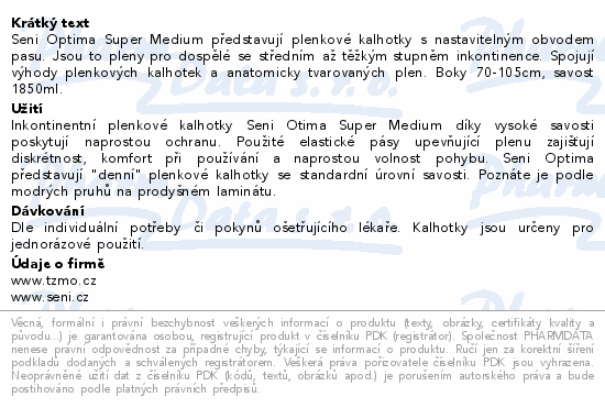 Seni Optima Super inkon.plenkové kalhotky M 10ks