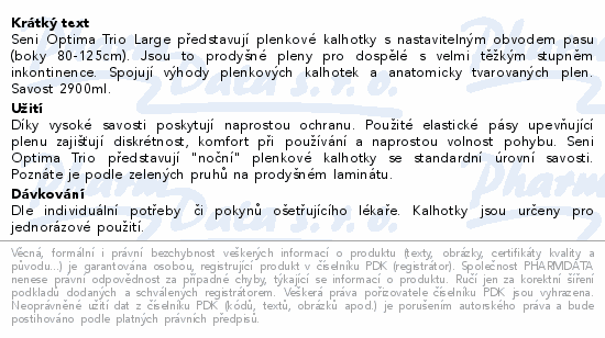Seni Optima Trio inkon.plenkové kalhotky L 10ks