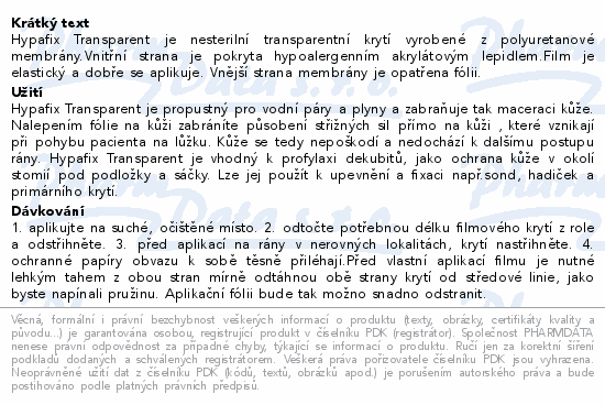Hypafix Transparent fóliové krytí role 5cmx10m 1ks