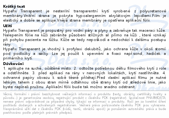 Hypafix Transparent fóliové kryt.role 10cmx10m 1ks