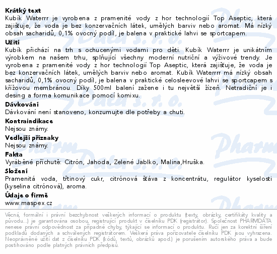 KUBÍK Waterrr hruška 500ml