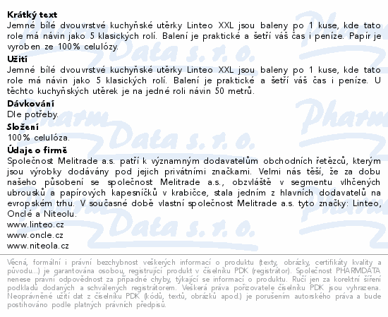 Linteo Kuchyňské utěrky XXL 2-vrstvé bílé 1 role