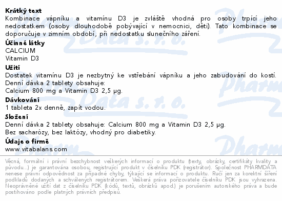 Calci Strong+vit.D3 tbl.150 Vitabalans