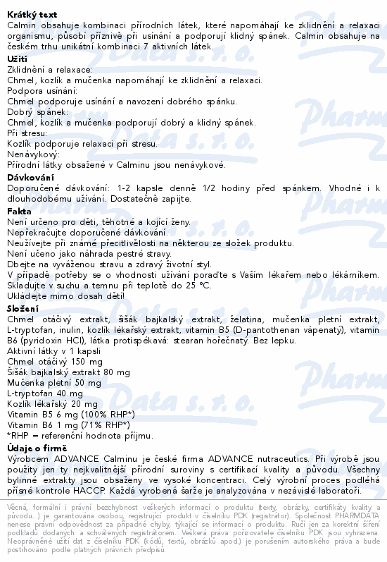 ADVANCE Calmin spánek a usínání cps.60