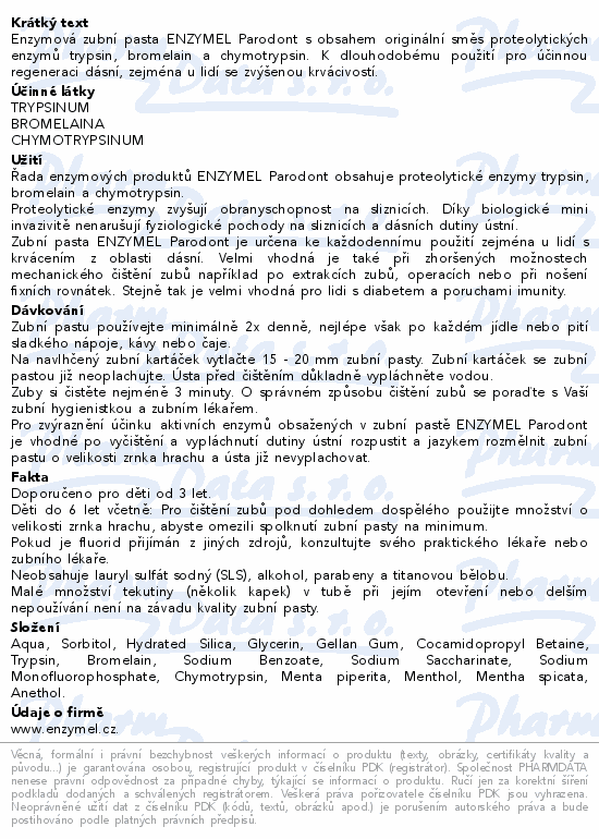 Enzymel Parodont zubní pasta enzymová 75ml