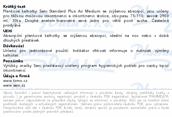 Seni Standard Plus Air inkon.plenk.kalhotky M 30ks