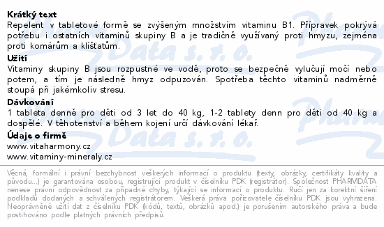 VitaHarmony Komplex vitaminů B repelent tbl.60
