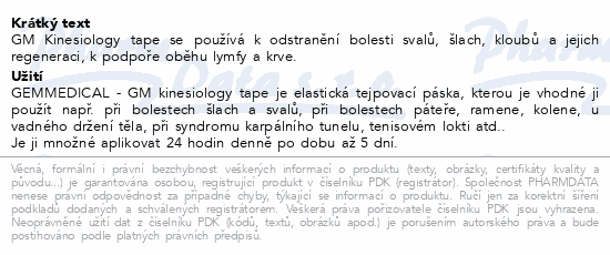 GemMedical kinesiology tape 5cmx5m černý