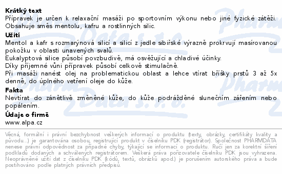 Alpa masážní olej sportovní SportStar 500ml