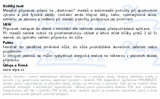 Alpa masážní olej hřejivý SportStar 500ml