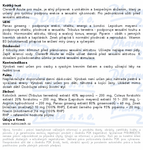 Nutri Czech Clerex Acute pro muže tob.10