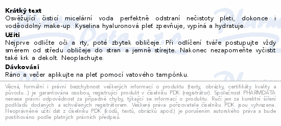 Dermacol Hyaluron čisticí micelární voda 400ml