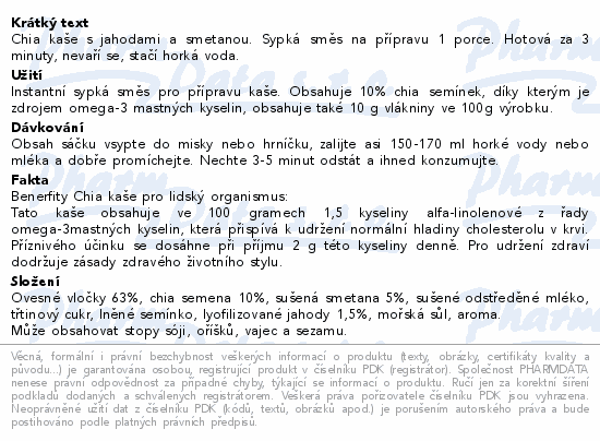 Semix Chia kaše jahody a smetana 65g