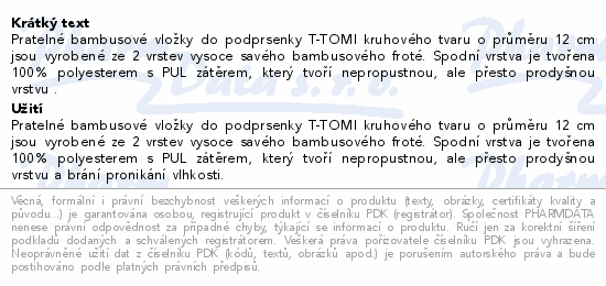T-TOMI Bambusové vložky do podprs.prům.12cm 3páry