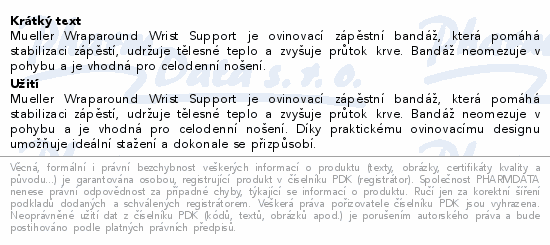 Mueller Wrap. Wrist Support bandáž zápěstí