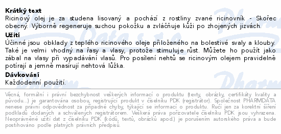 VIVACO Ricinový pleťový olej 100ml