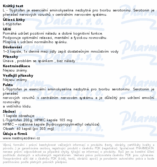 Nástroje Zdraví L-Tryptofan Extra cps.60