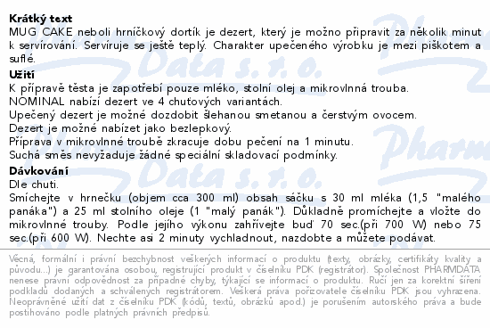 Hrníčkový dortík MUG CAKE čokoládový 60g