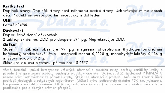 Magnesia phosphorica AKH tbl.60