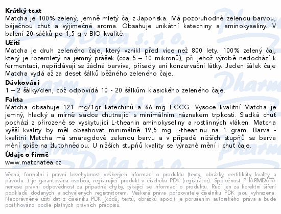 Matcha Tea Premium BIO 20x1.5g