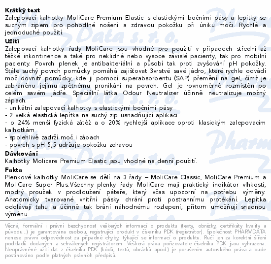 MoliCare Premium Elastic Inkont.kalhot.6kap S 30ks