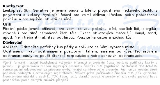 Leukoplast Skin Sensitive fixač.páska 2.5cmx2.6m